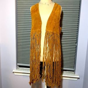 Free People leather suede fringe vest